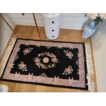 Oriental Fu Shou design and floral area rug thick wool pile 91 x 152cm (Apt 10)