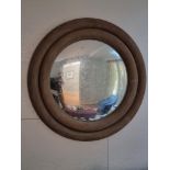 Julian Chichester Rope Mirror a weathered oak and antique glazed convex mirror 100cm  (Apt 10)