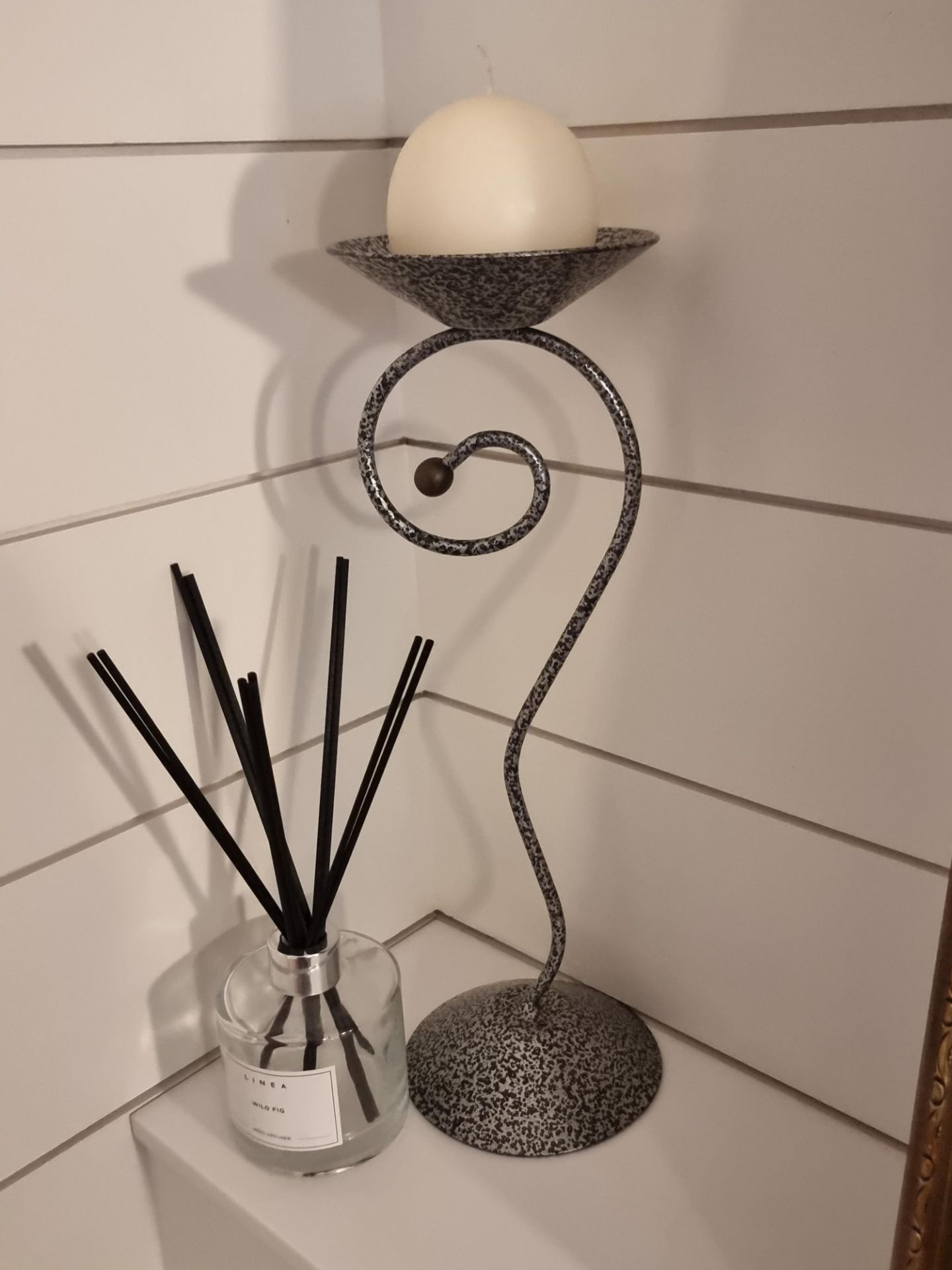 Postmodern Squiggle Plant Stand Wavy Wiggle Candle Holder steel finish is mottled with black 12cm - Image 3 of 4