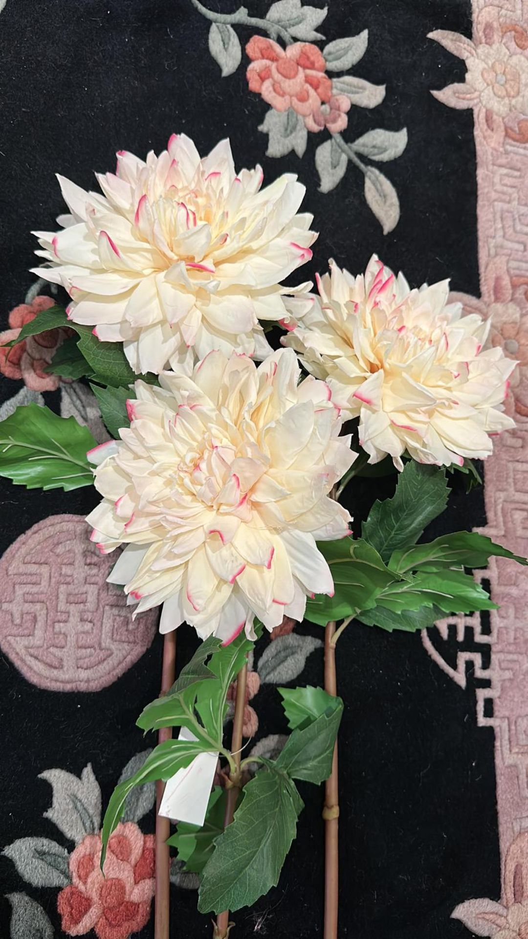 Faux Large  Pale Cream Pink 70cm Dahlia Stems  (Apt 10)
