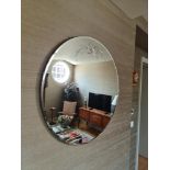Extra Large Vintage Circular Mirror with etched floral motif  76cm(Apt 1)