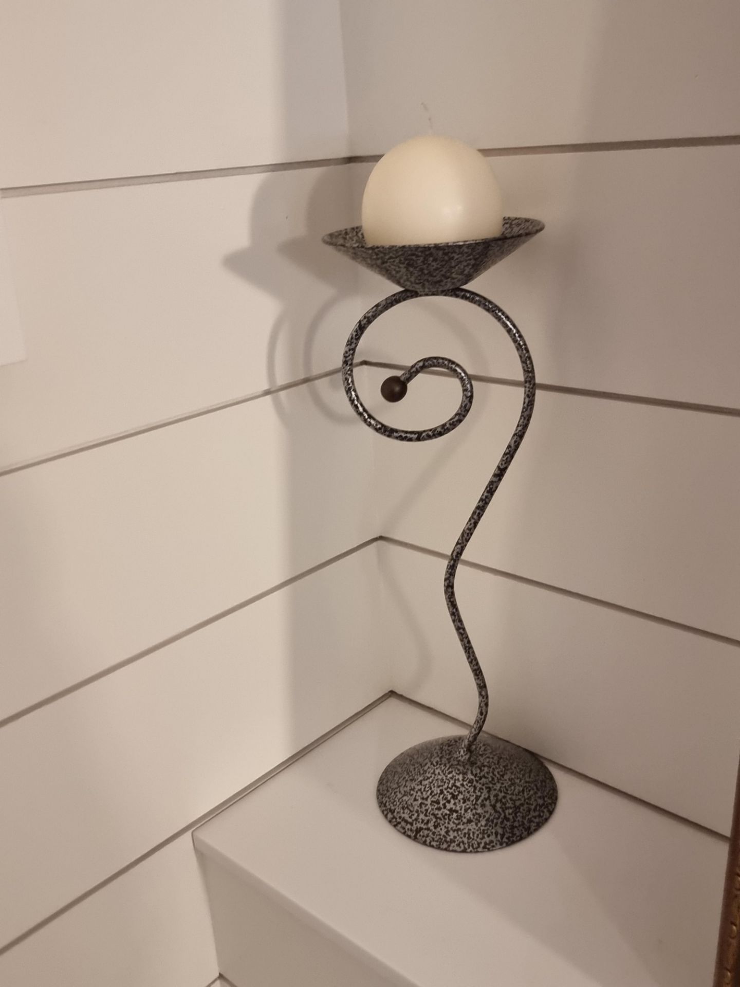 Postmodern Squiggle Plant Stand Wavy Wiggle Candle Holder steel finish is mottled with black 12cm - Image 4 of 4