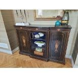 English C.19th Century credenza sideboard with ebonised finish and inlay, 152 cm wide, 46 cm deep,