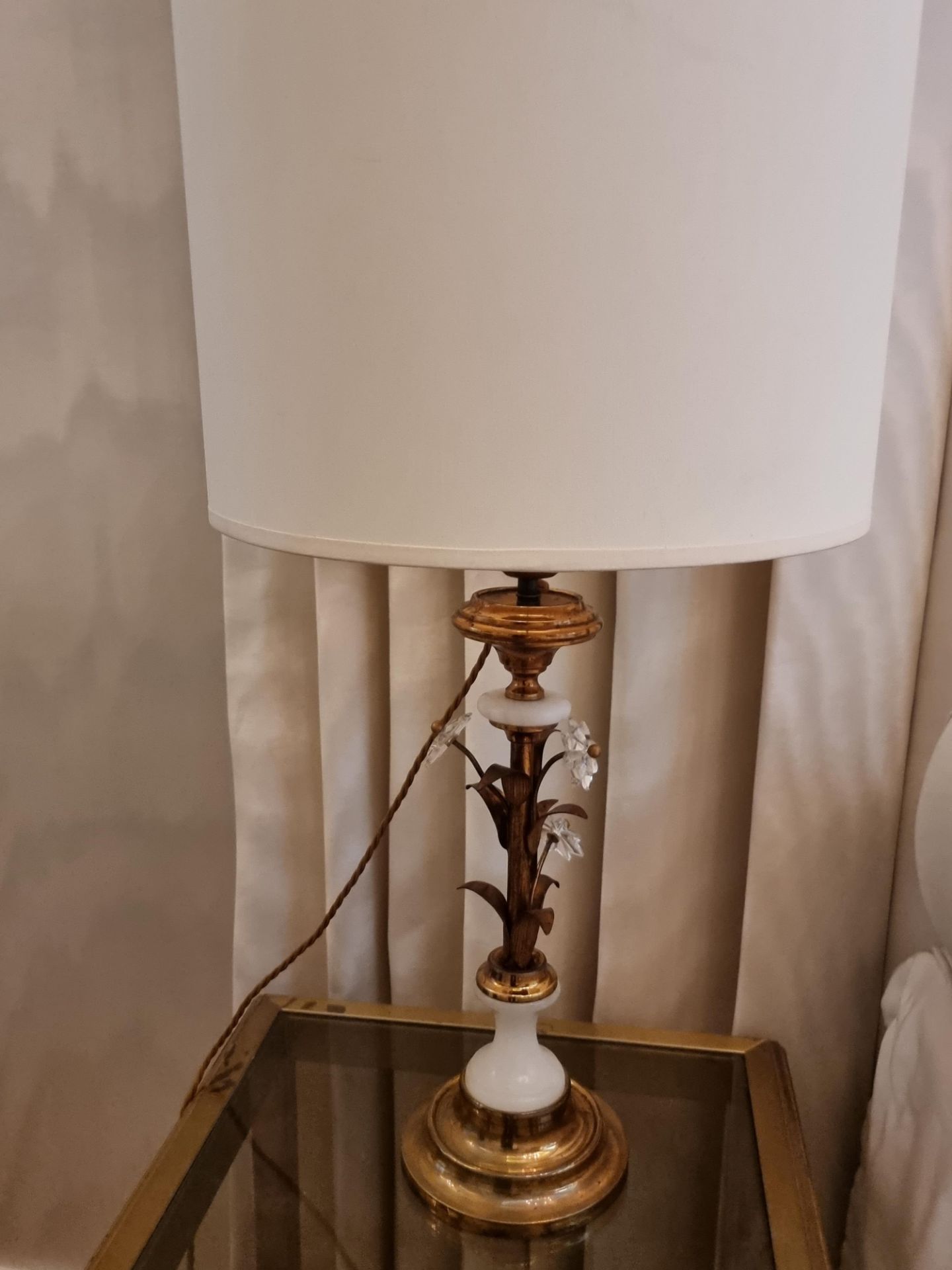 A Pair of crystal and alabaster table lamp by Banci Firenze Florentine Italian 1950 The total height - Image 2 of 3