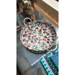 Emma Bridgewater Strawberries Large Handle Round Tray, 39cm (Apt 1)