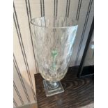 A pair of 42cm Crystal Hurricane vases  (Apt 16)