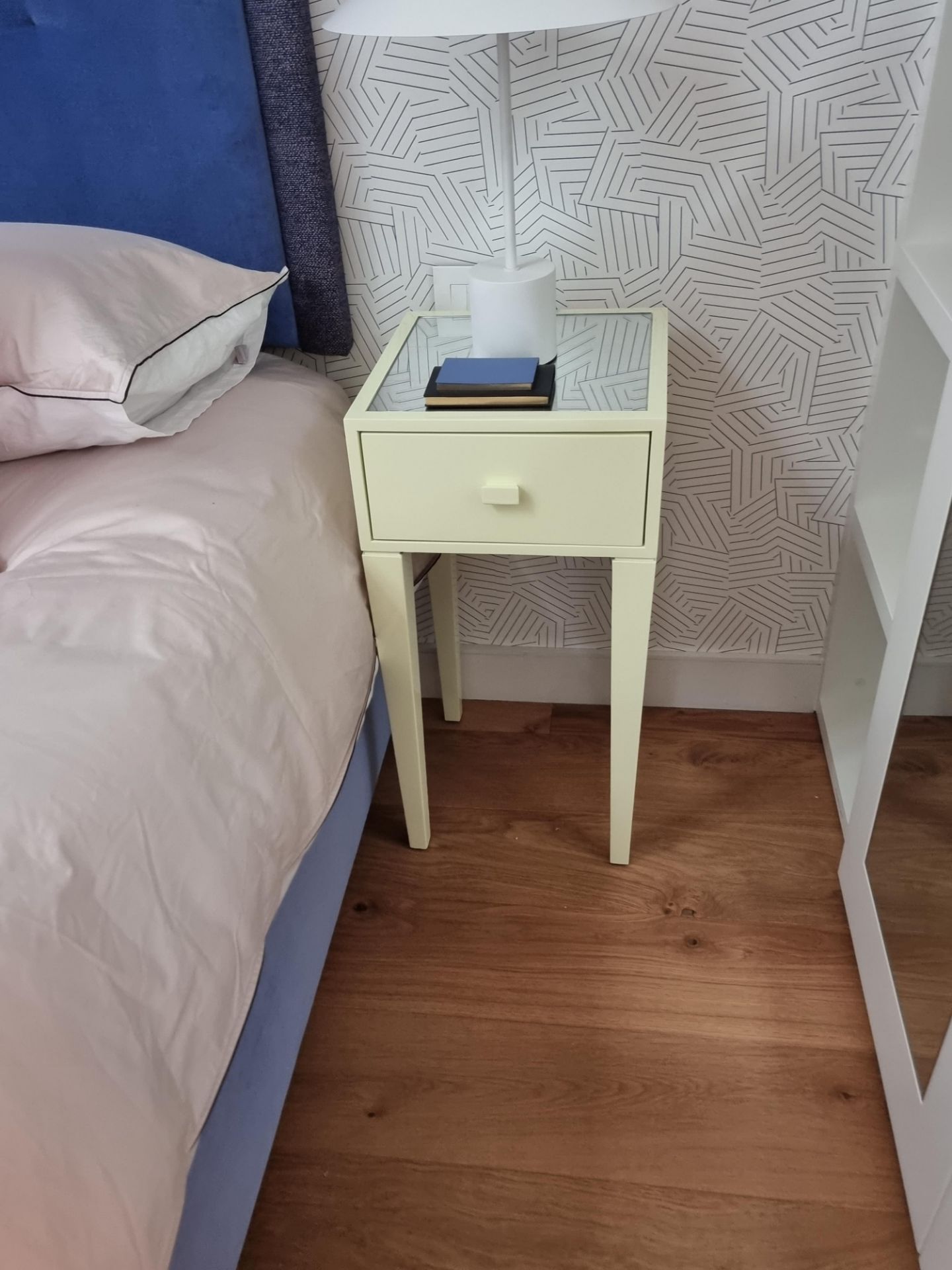 A pair of Julian Chichester Holly Bedside Tables Part of the Colourist Collection, this pretty