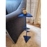 Jermaine Gallacher  Zigzag steel drinks table blue powder coated steel  Height 25.2in/64cm  Max