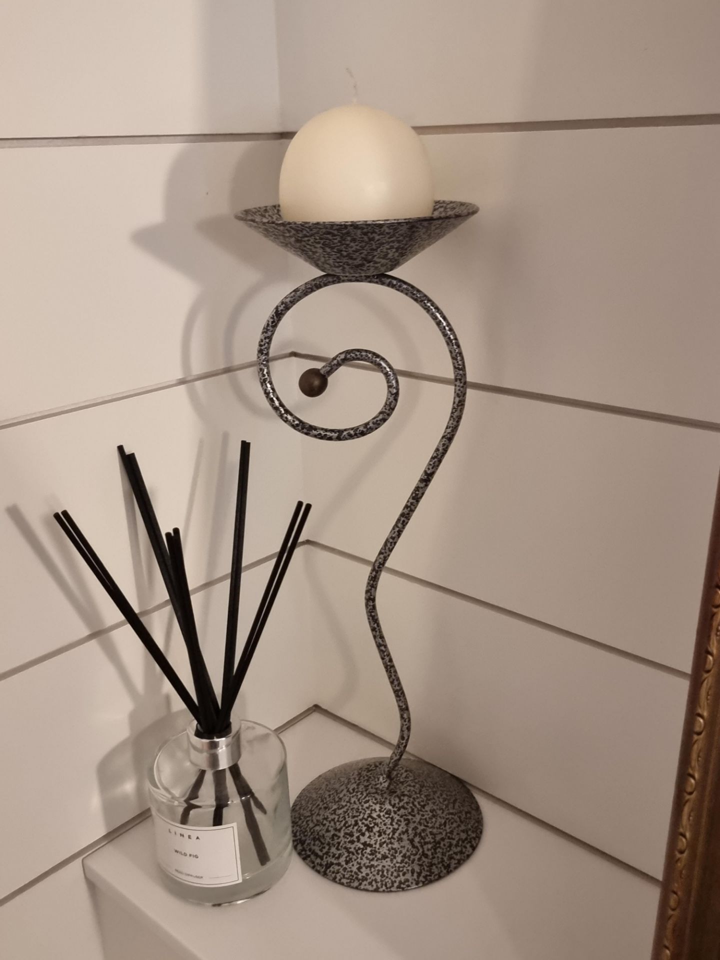 Postmodern Squiggle Plant Stand Wavy Wiggle Candle Holder steel finish is mottled with black 12cm - Image 2 of 4