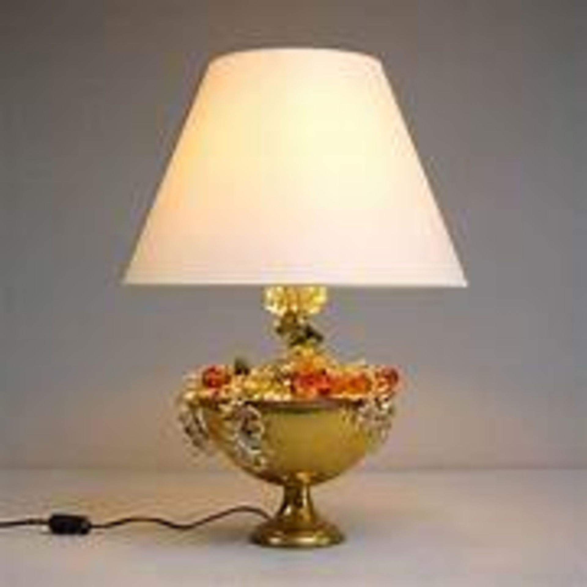 Brass Table Lamp with Glass Fruit Decoration, Mid-20th Century (Apt 1) - Image 5 of 6