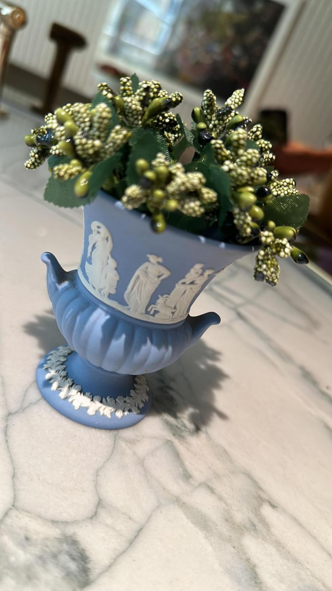 Vintage Wedgwood Jasperware Small Vase Pale Blue (Apt 16)