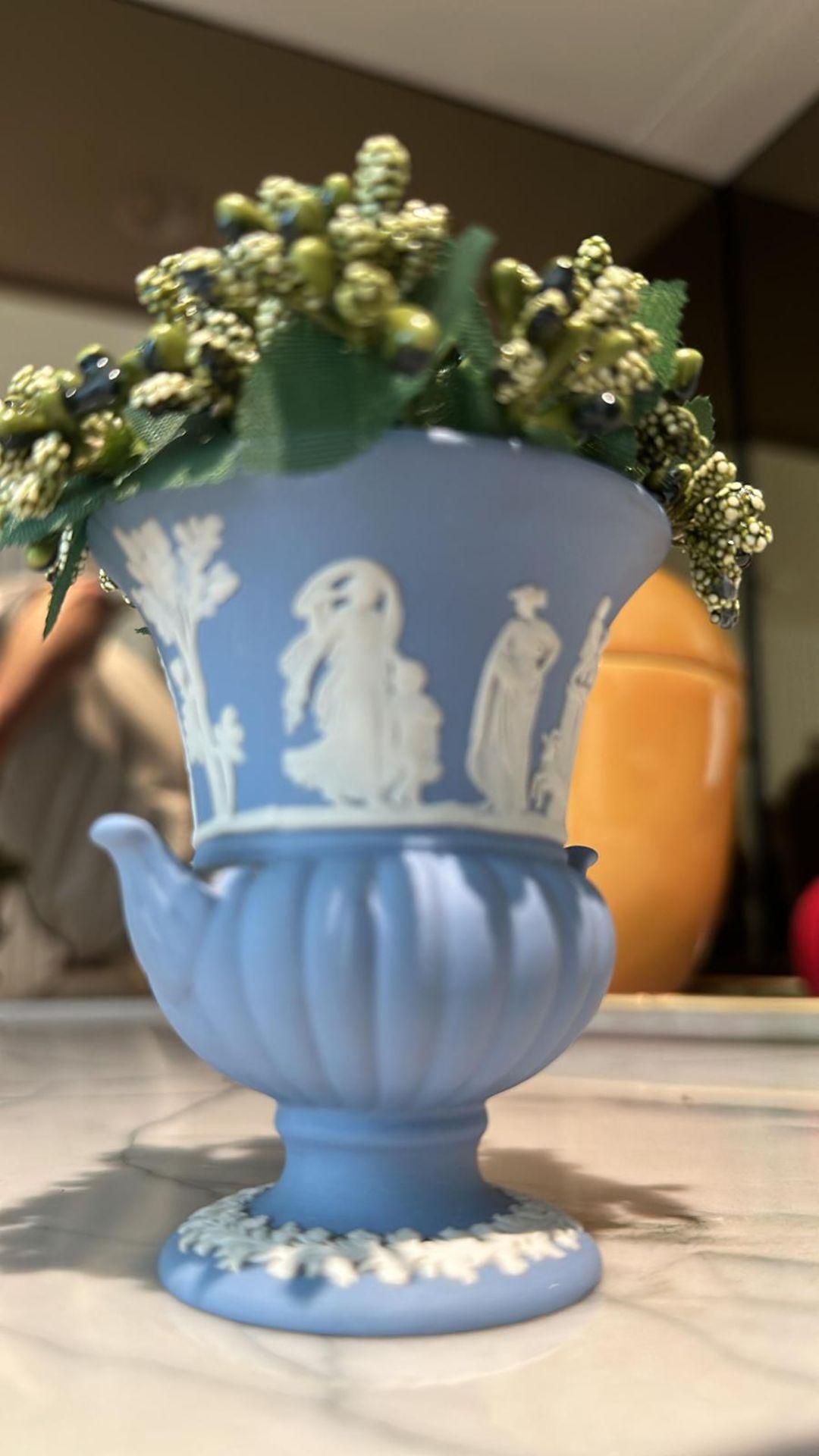 Vintage Wedgwood Jasperware Small Vase Pale Blue (Apt 16) - Image 2 of 2