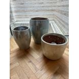 Vaso Short Set 3 x glazed oyster blue pots 44cm 34cm and 27cm tall (Apt 10)