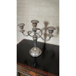 Silver Plated 3 Branch Candelabra 25cm tall (Apt 1)