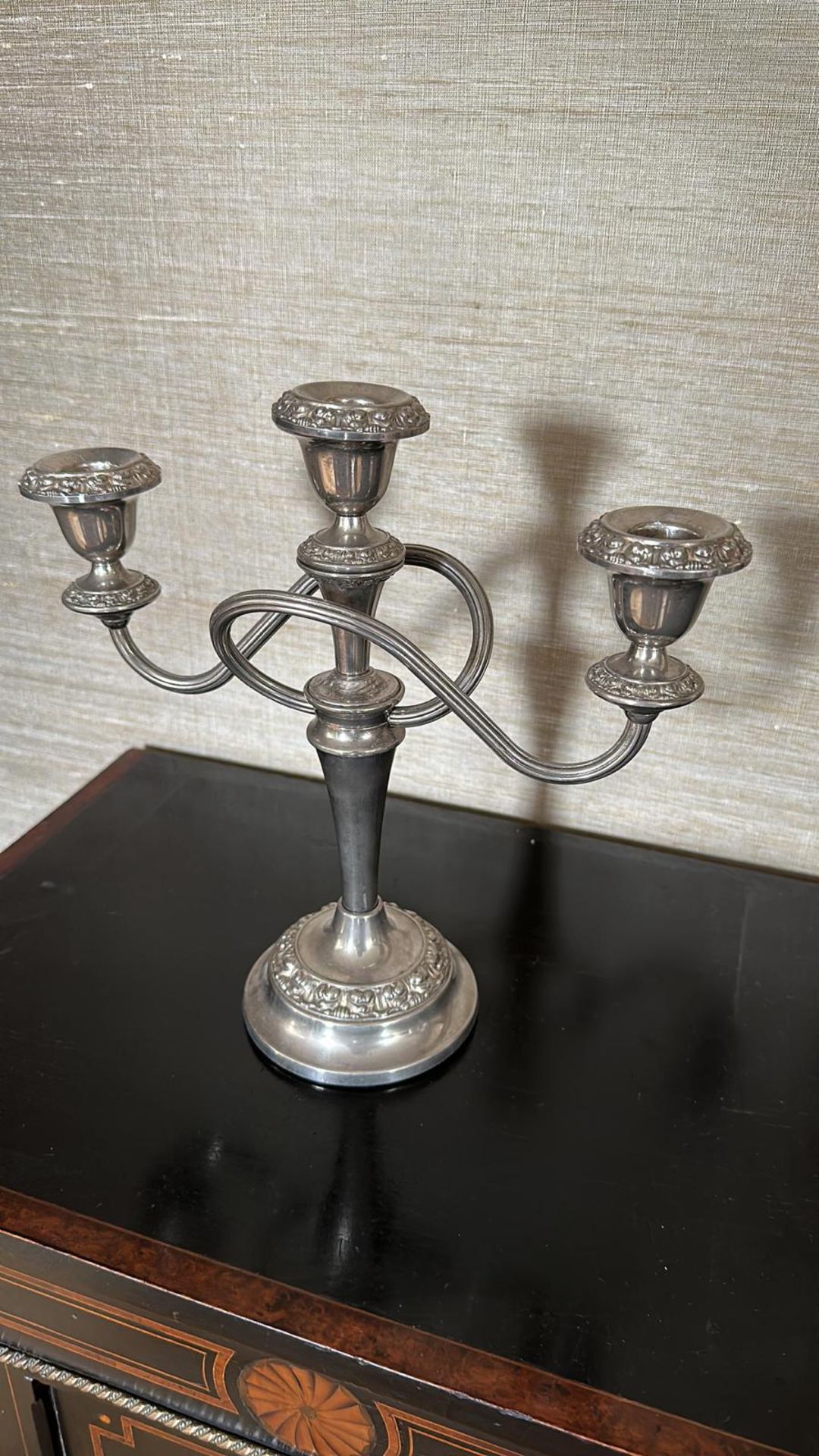 Silver Plated 3 Branch Candelabra 25cm tall (Apt 1)