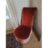 A Victorian Slipper Chair Reupholstered in Custom Silk Velvet Slipcover bedroom chair 80 x55 x