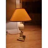 Hollywood Regency Style Egg Enamelled & Brass Table Lamp with shade  An elegant trophyesque table