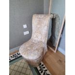 A Victorian Slipper Chair Reupurposed with a Seven Upholstery Damask Slipcover Bedroom Chair   (