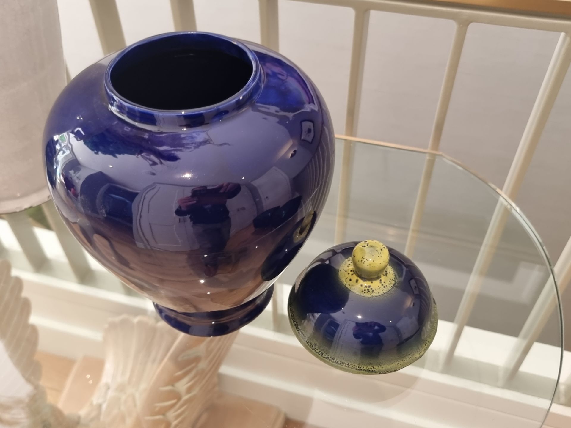 1980s Handmade Blue Glazed Ceramic Ginger Jar (Apt 10) - Image 3 of 3