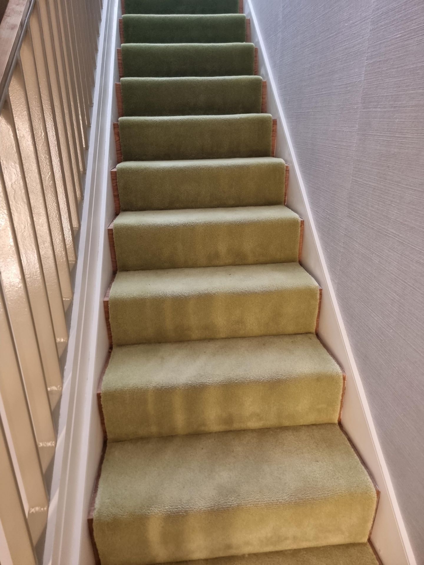 Custom design smooth amber stair and landing carpet 100% New Zealand wool amber  colour (see
