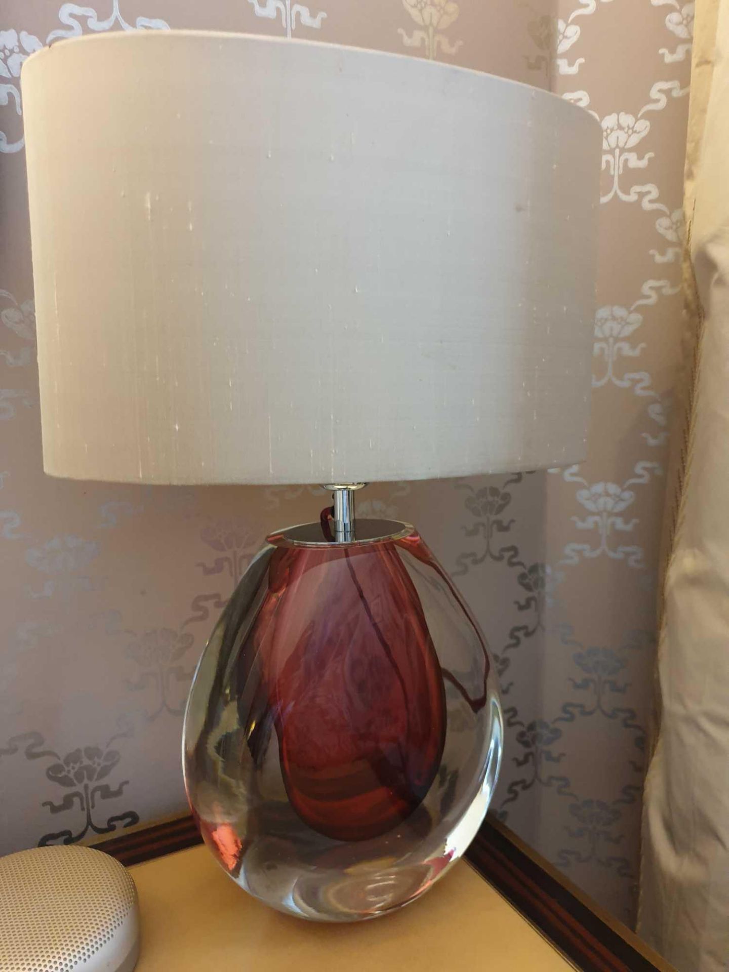 Heathfield And Co Mia Table Lamp Mouth-Blown Glass Features An Intense Drop Of Colour And A Satin