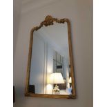 A Carved Gilt Rectangular Wall Mirror With Shell Crest Pediment 76 x 135cm (Room 701)