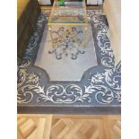 Custom Made Luxury Rug In Blue Grey And Cream Hand Tufted Area Rug Wool / Botanical Silk Made In