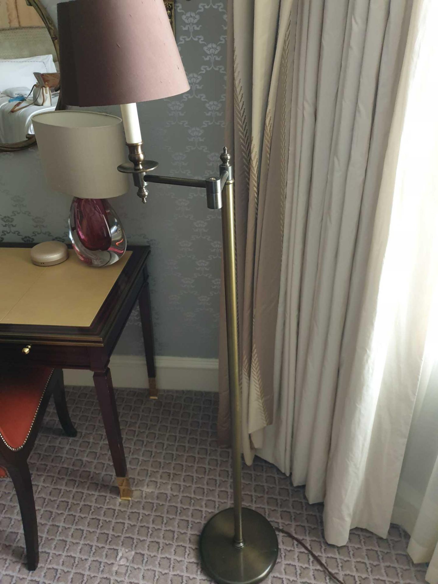 Library Floor Lamp Finished In English Bronze Swing Arm Function With Shade 156cm (Room 721)