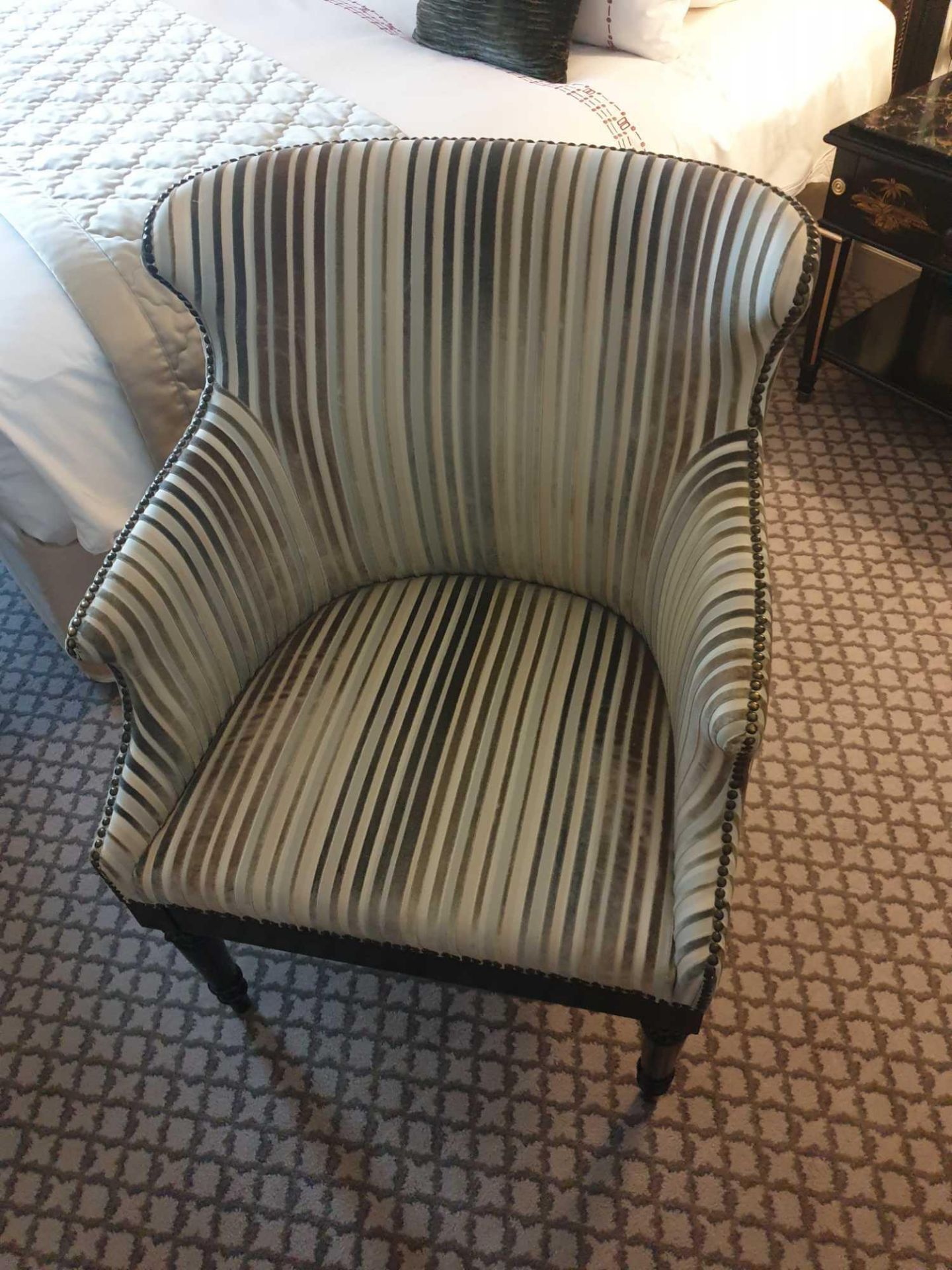 Accent Chair In Upholstered Striped Fabric 65 x 49 x 84cm (Room 702 & 703)