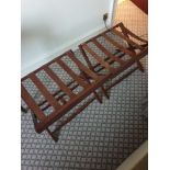 2 x Dark Mahogany Luggage Rack With Black Leather Straps 65 x 43 x 50cm (Room 704 & 704)