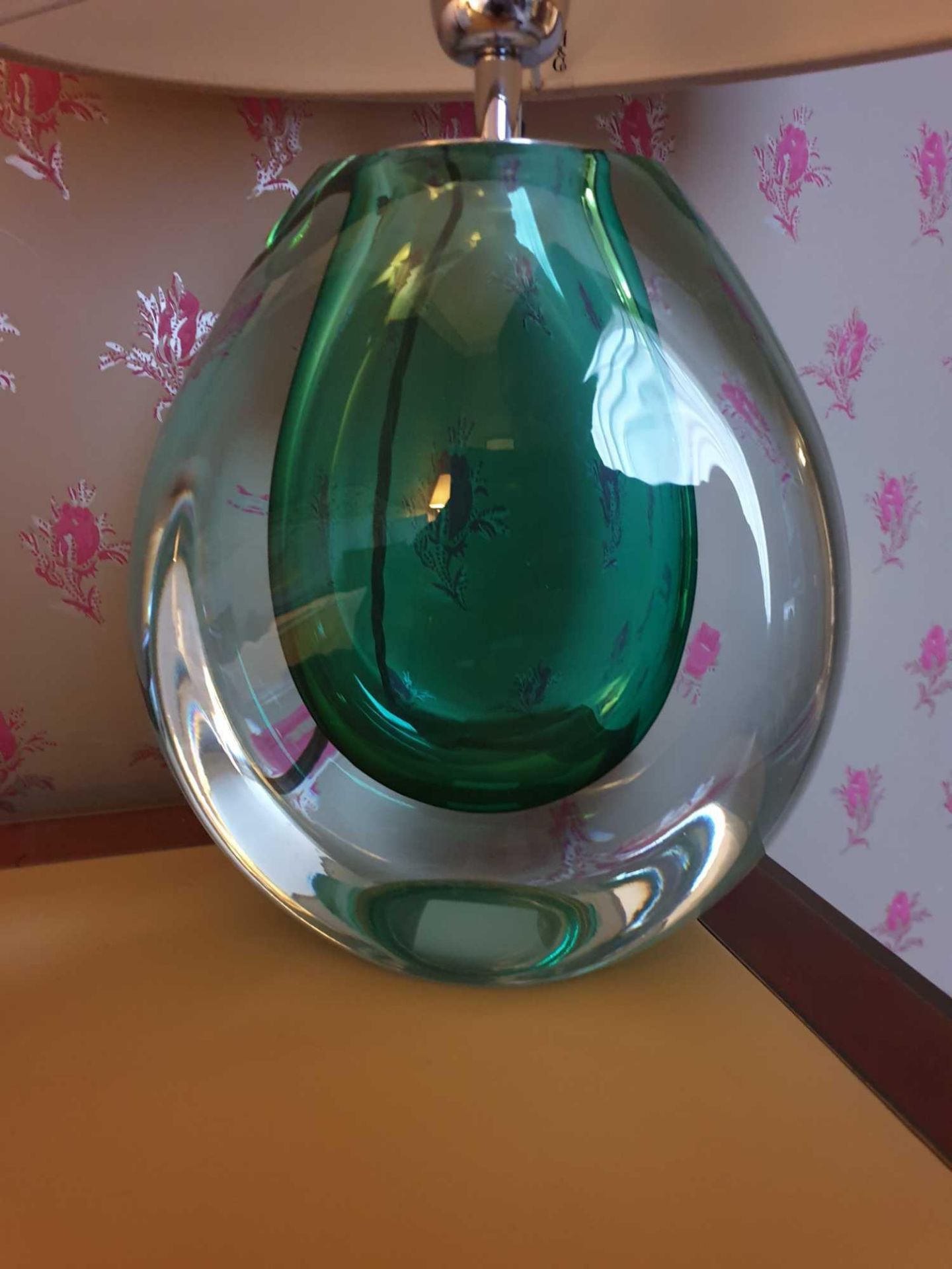 Heathfield And Co Mia Table Lamp Mouth-Blown Glass Features An Intense Drop Of Colour And A Satin - Image 2 of 2