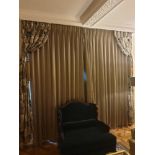 A Pair Of Silk Drapes And Jabots Gold And Cream 320 x 280cm (Room 704 705)