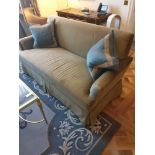 Donghia Classic Upholstered 3 Seater Sofa In Light Brown Fabric Complete With Scatter Cushions 230 x