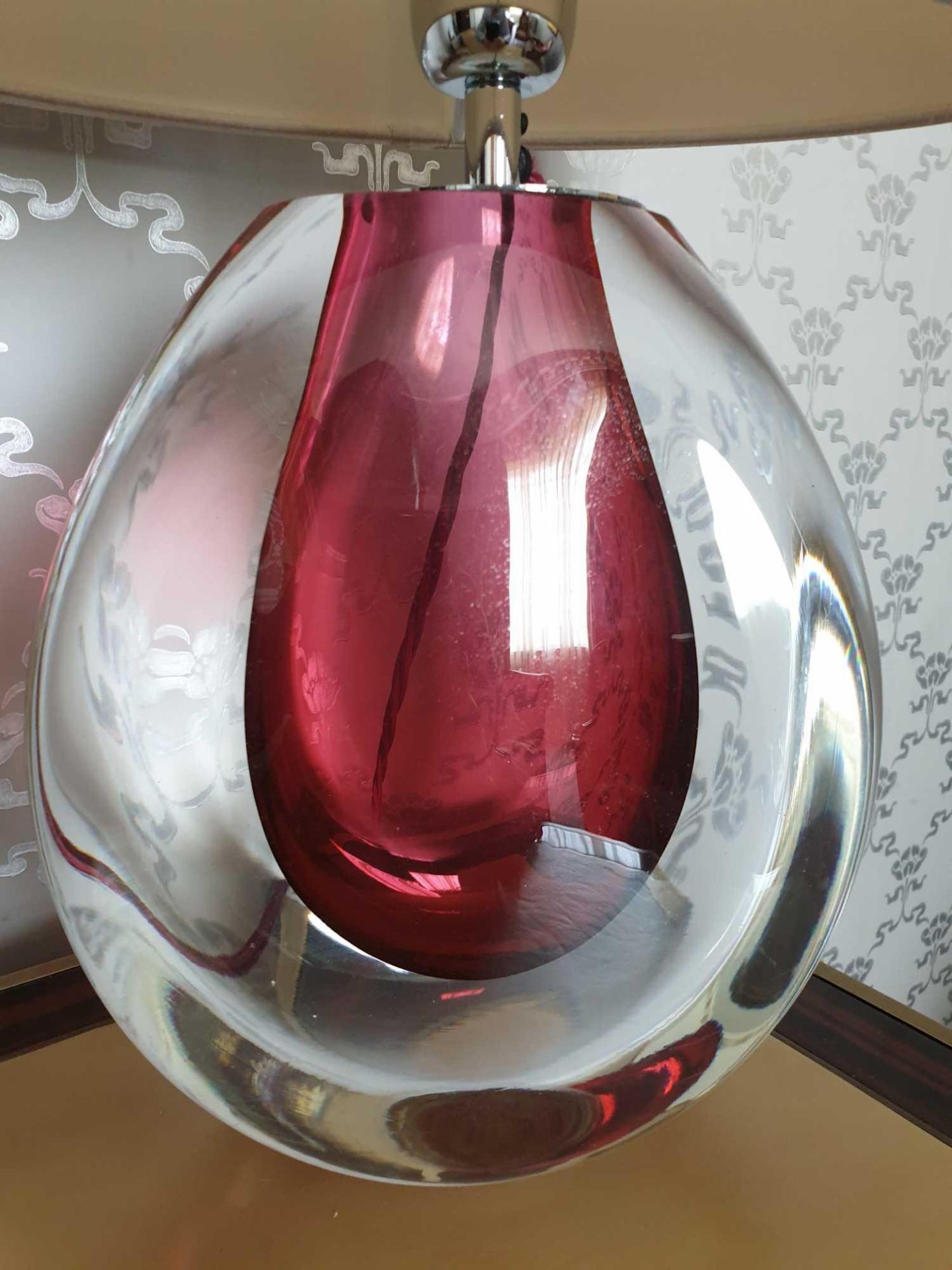 Heathfield And Co Mia Table Lamp Mouth-Blown Glass Features An Intense Drop Of Colour And A Satin - Image 2 of 2