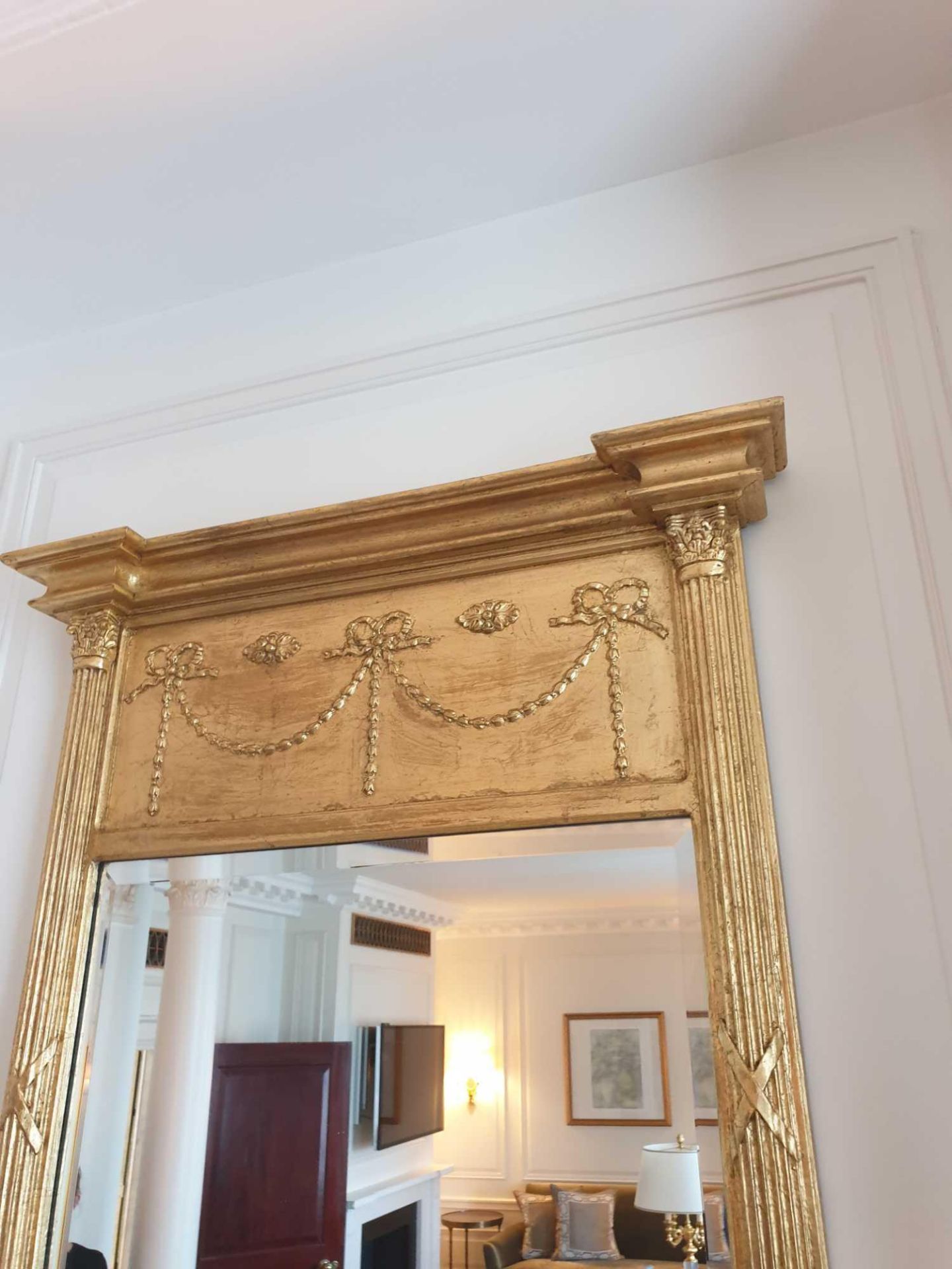 Bevelled Full Length Dress Mirror Gold Detail (Room 702 & 703) - Image 2 of 2