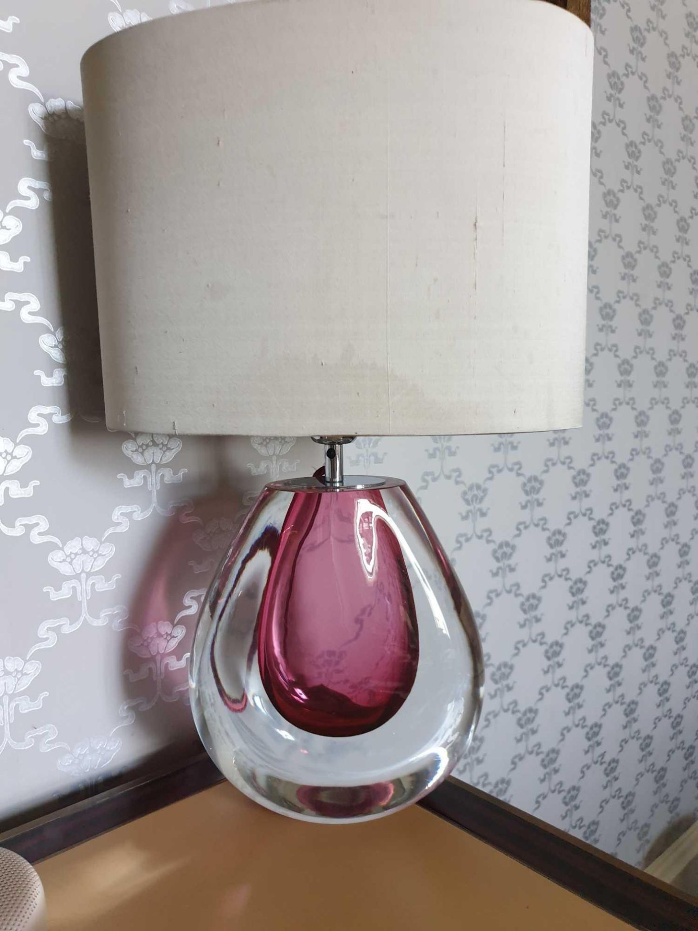 Heathfield And Co Mia Table Lamp Mouth-Blown Glass Features An Intense Drop Of Colour And A Satin