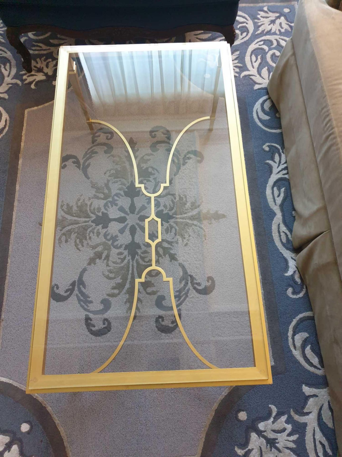 A Rectangular Coffee Table Polished Brass Frame With Clear Glass Top 110 x 60 x 58cm (Room 704 & - Image 2 of 2