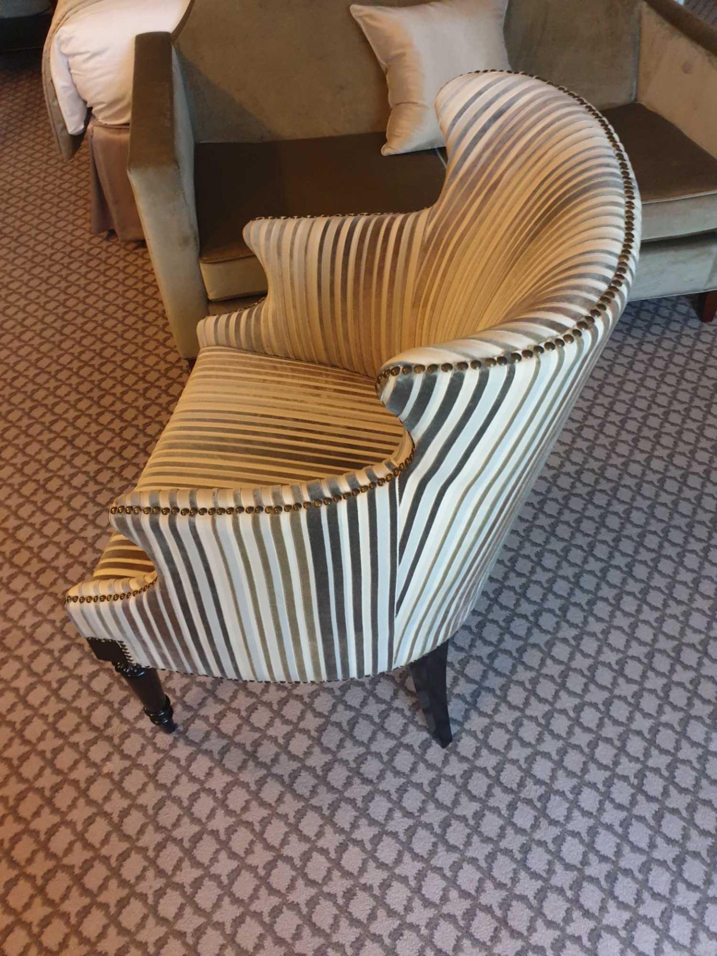 Accent Chair In Upholstered Striped Fabric 65 x 49 x 84cm (Room 704 & 705) - Image 2 of 3