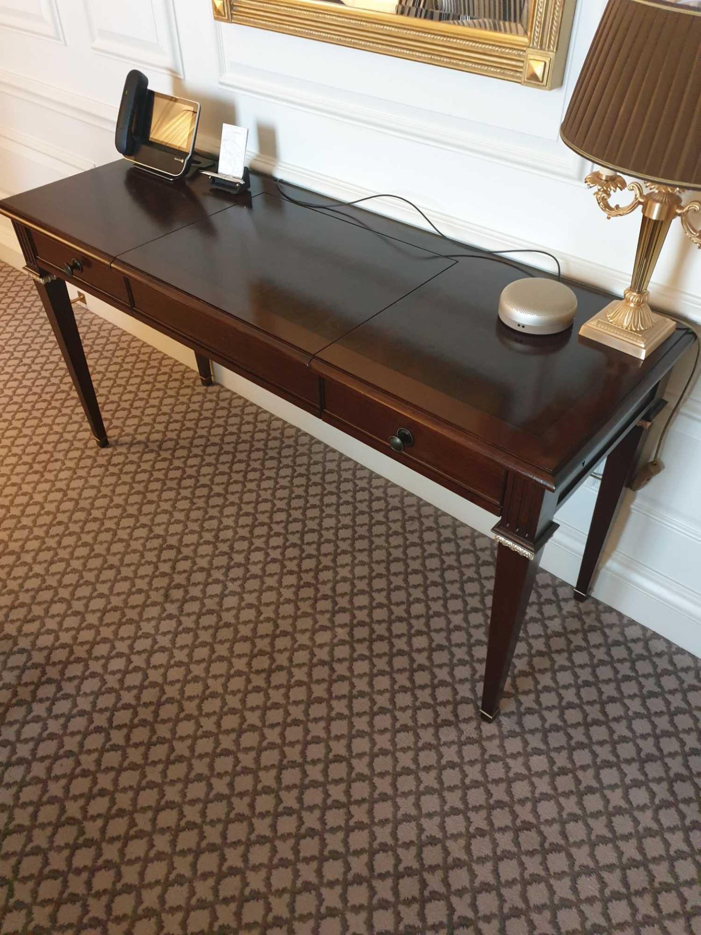 Writing Table Mounted On Tapering Legs Decorated With Gilded Bronzes Fitted Drawers Fitted With - Image 3 of 4