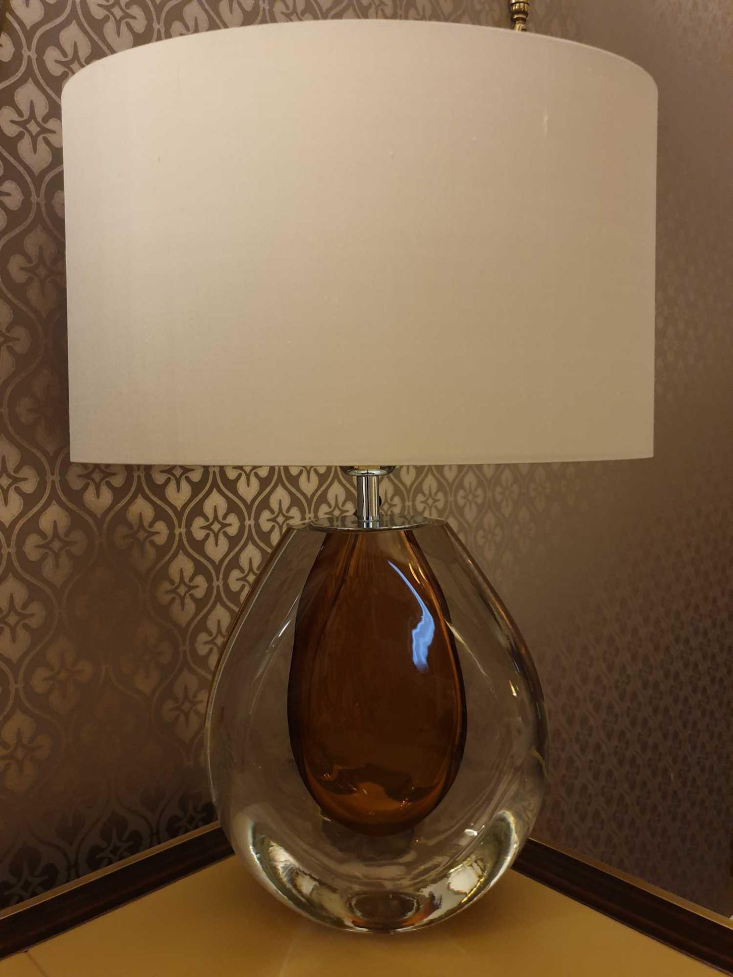 Heathfield And Co Mia Table Lamp Mouth-Blown Glass Features An Intense Drop Of Colour And A Satin