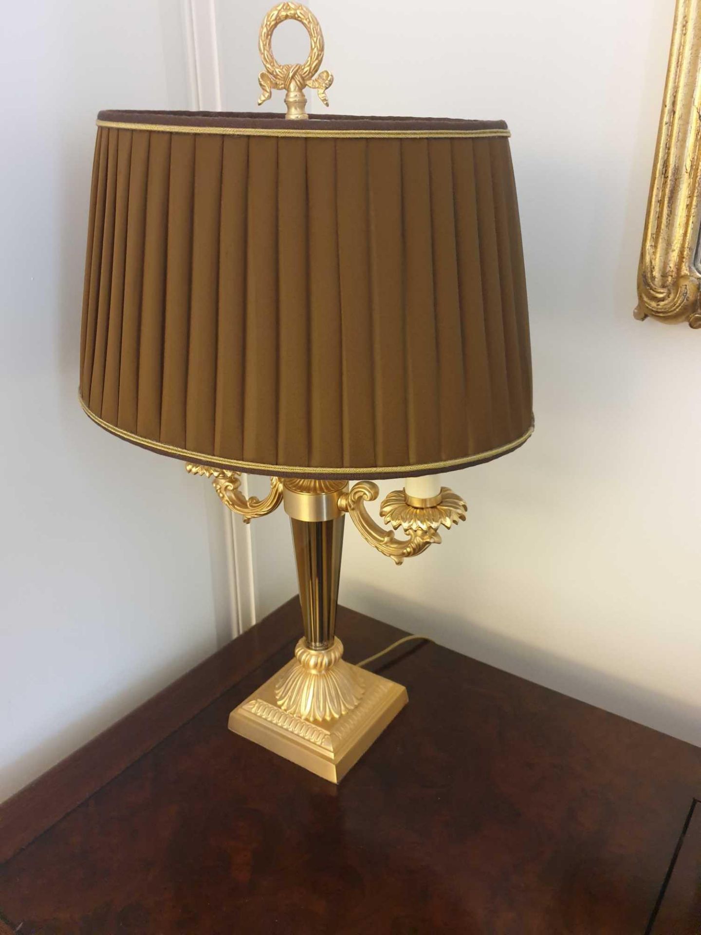 Laudarte Aretusa Twin Arm Table Lamp Bronze Lost-Wax Casting Antique Gilt Bronze Base And Column And