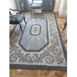 Custom Made Luxury Rug In Blue Grey And Cream Hand Tufted Area Rug Wool / Botanical Silk Made In