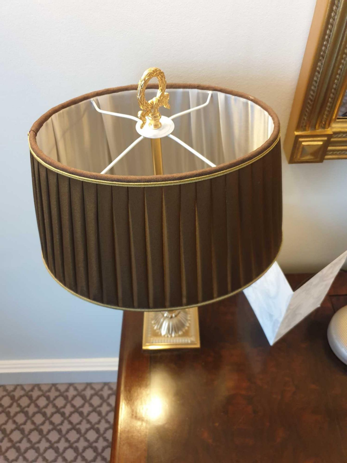 Laudarte Aretusa Twin Arm Table Lamp Bronze Lost-Wax Casting Antique Gilt Bronze Base And Column And - Image 3 of 3