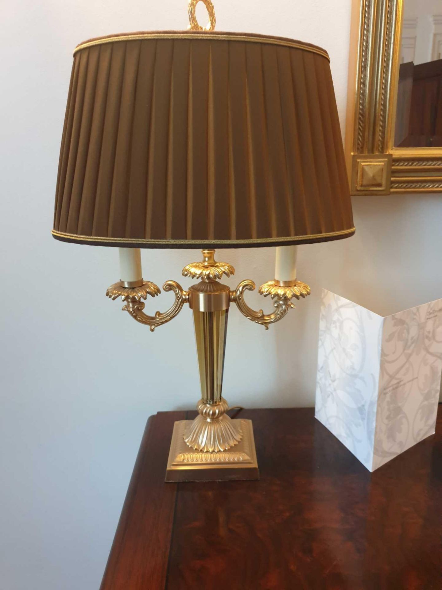 Laudarte Aretusa Twin Arm Table Lamp Bronze Lost-Wax Casting Antique Gilt Bronze Base And Column And