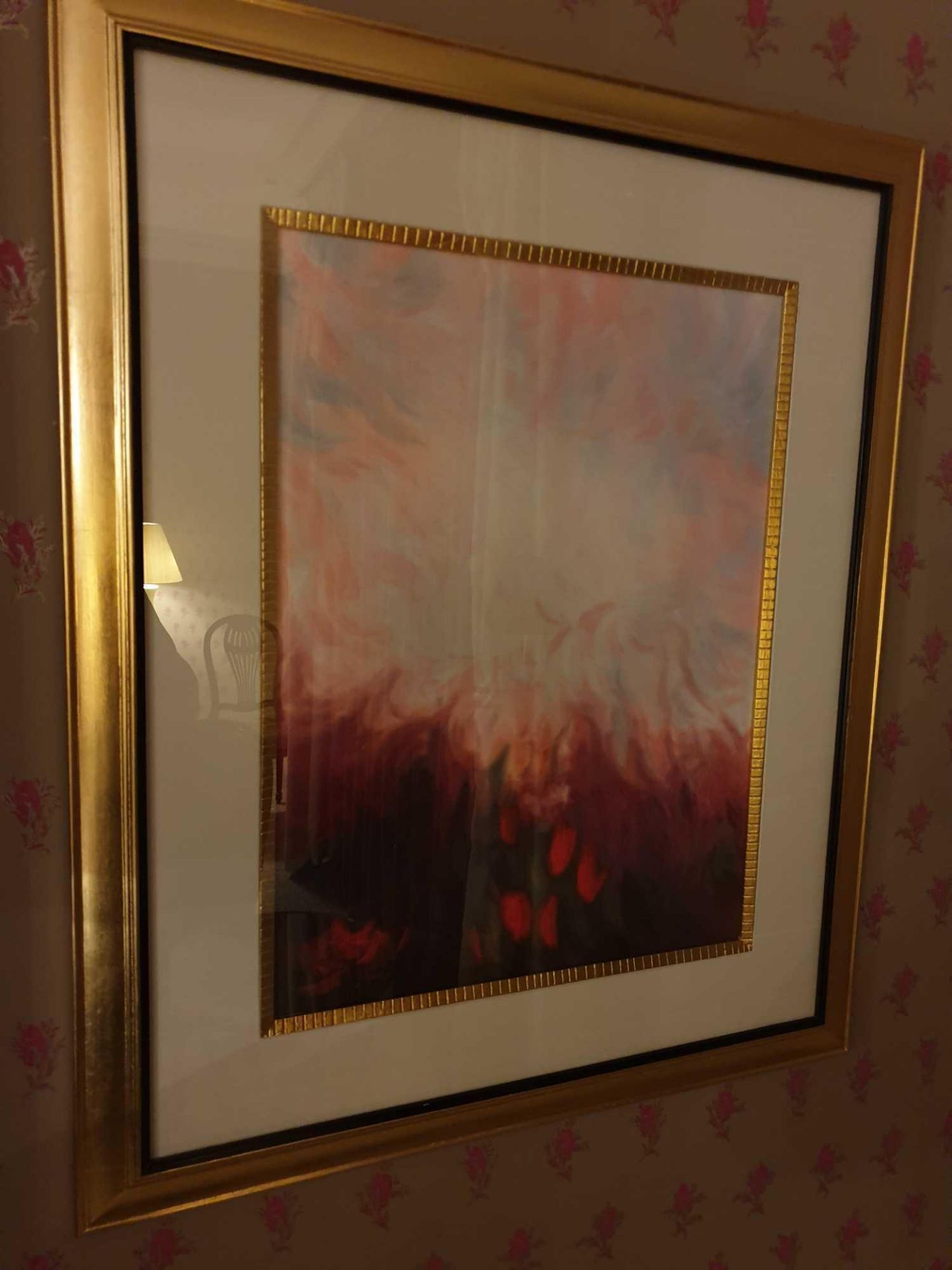 Abstract Lithograph Flame Clouds Framed 71 x 86cm (Room 726)