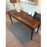 A Burr Mahogany Writing Desk / Dressing Table Fitted With Two Small Side Drawers The Central Panel
