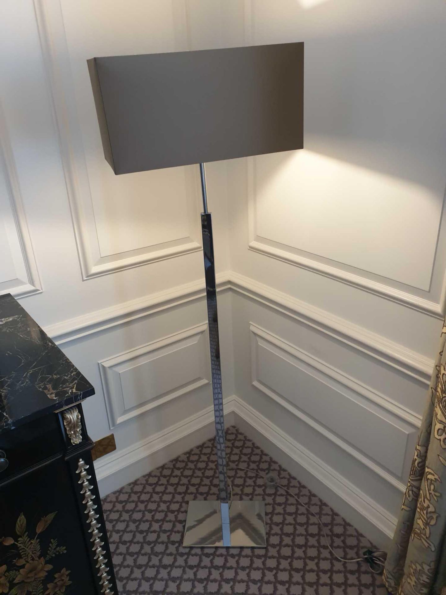 Heathfield And Co Dakota Contemporary Floor Lamp Chrome Complete With Shade 158cm (Room 702 & 703)