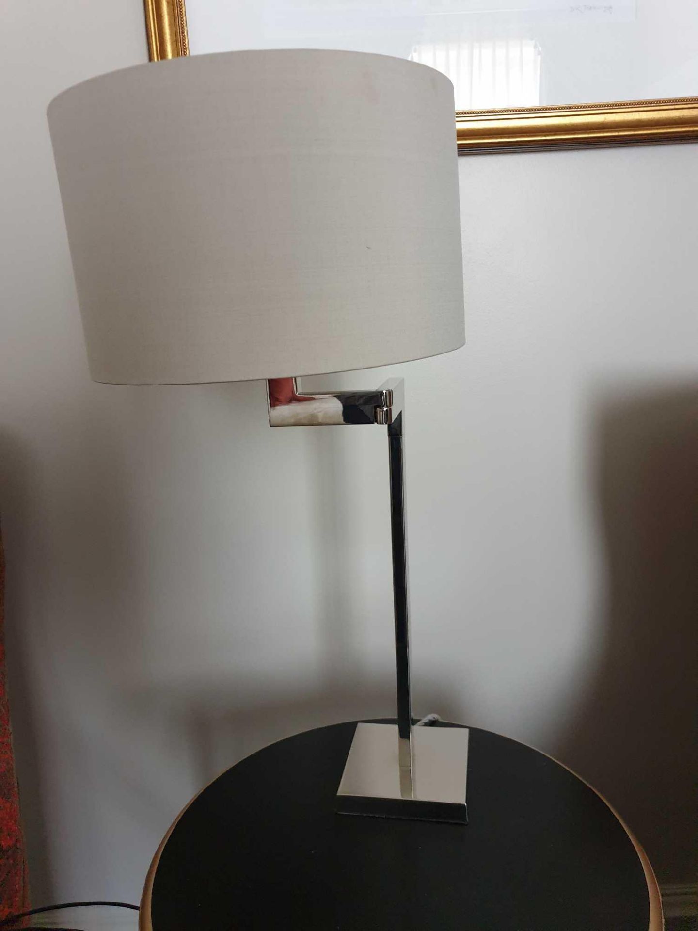 A Pair Porta Romana SLD36 Polished Nickel Swivel Arm Table Lamp With Shade 65cm (Room 723 & 724)