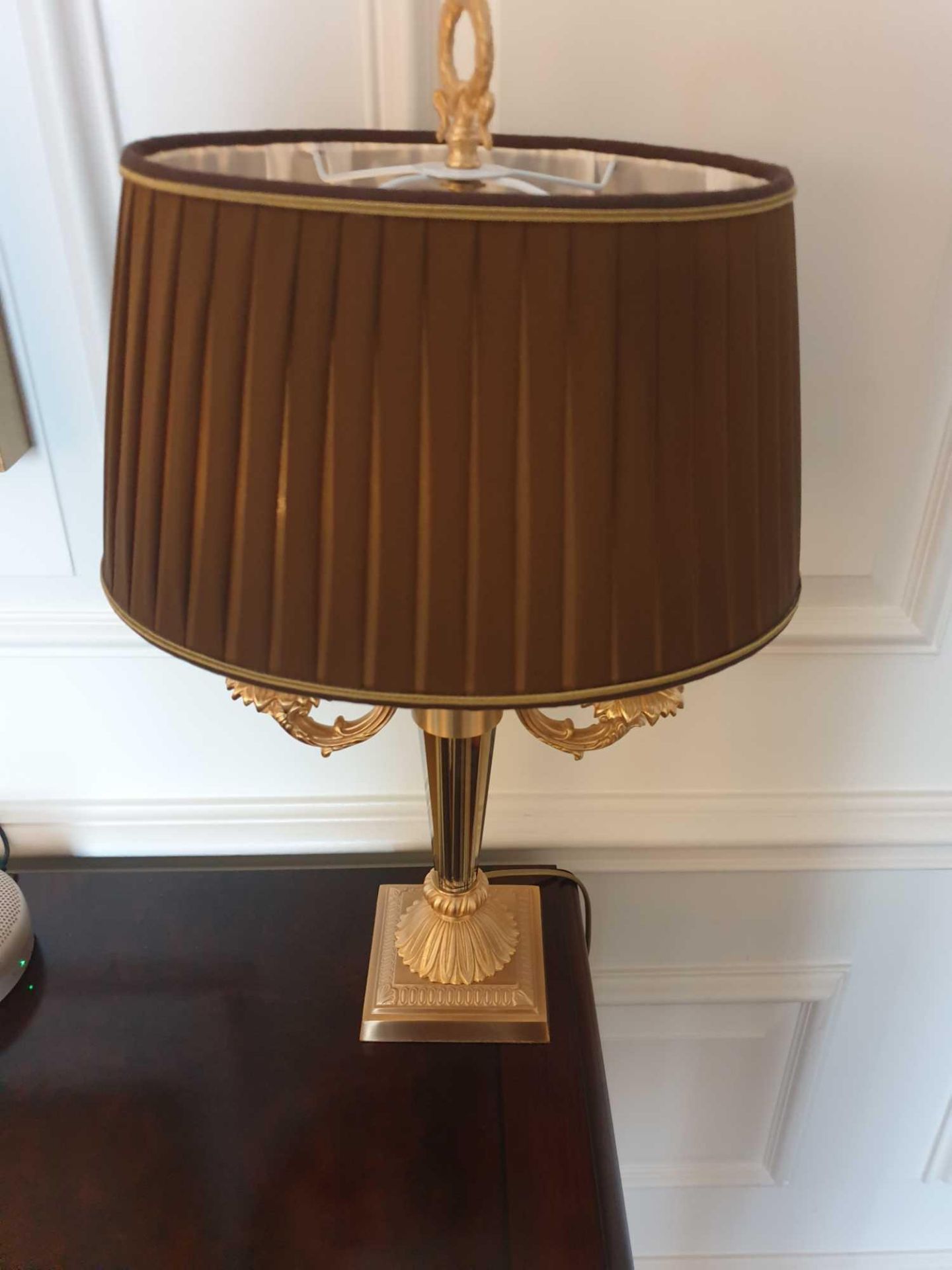 Laudarte Aretusa Twin Arm Table Lamp Bronze Lost-Wax Casting Antique Gilt Bronze Base And Column And