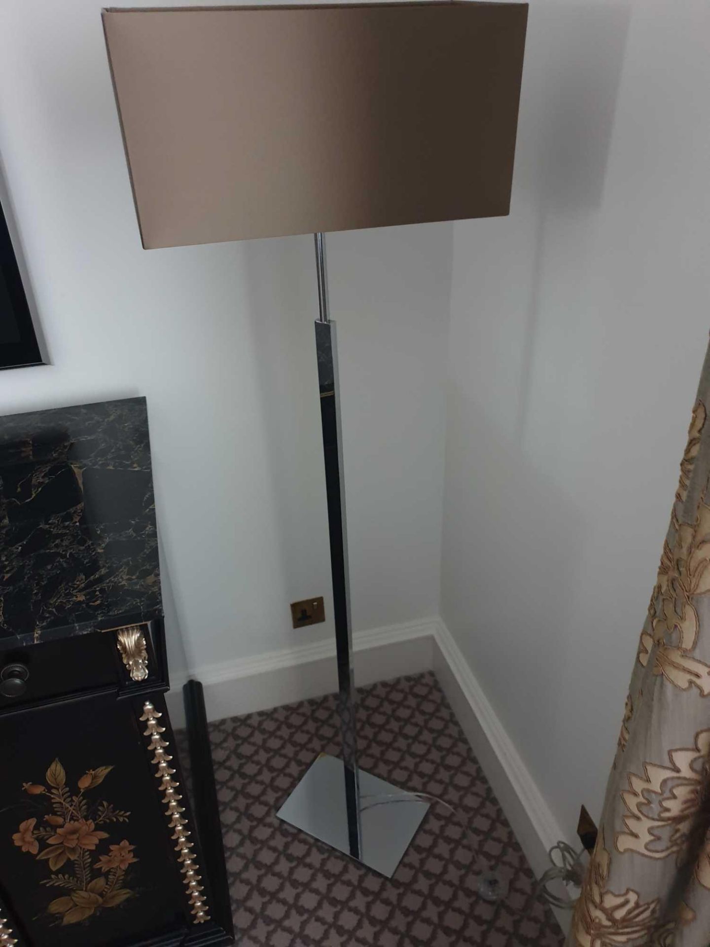 Heathfield And Co Dakota Contemporary Floor Lamp Chrome Complete With Shade 158cm (Room 704 & 705)